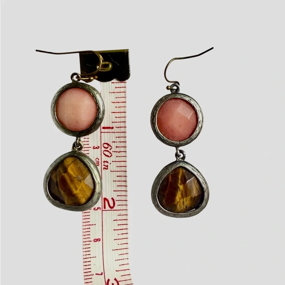 Vintage J. Crew Pink and Brown Dangle Earrings